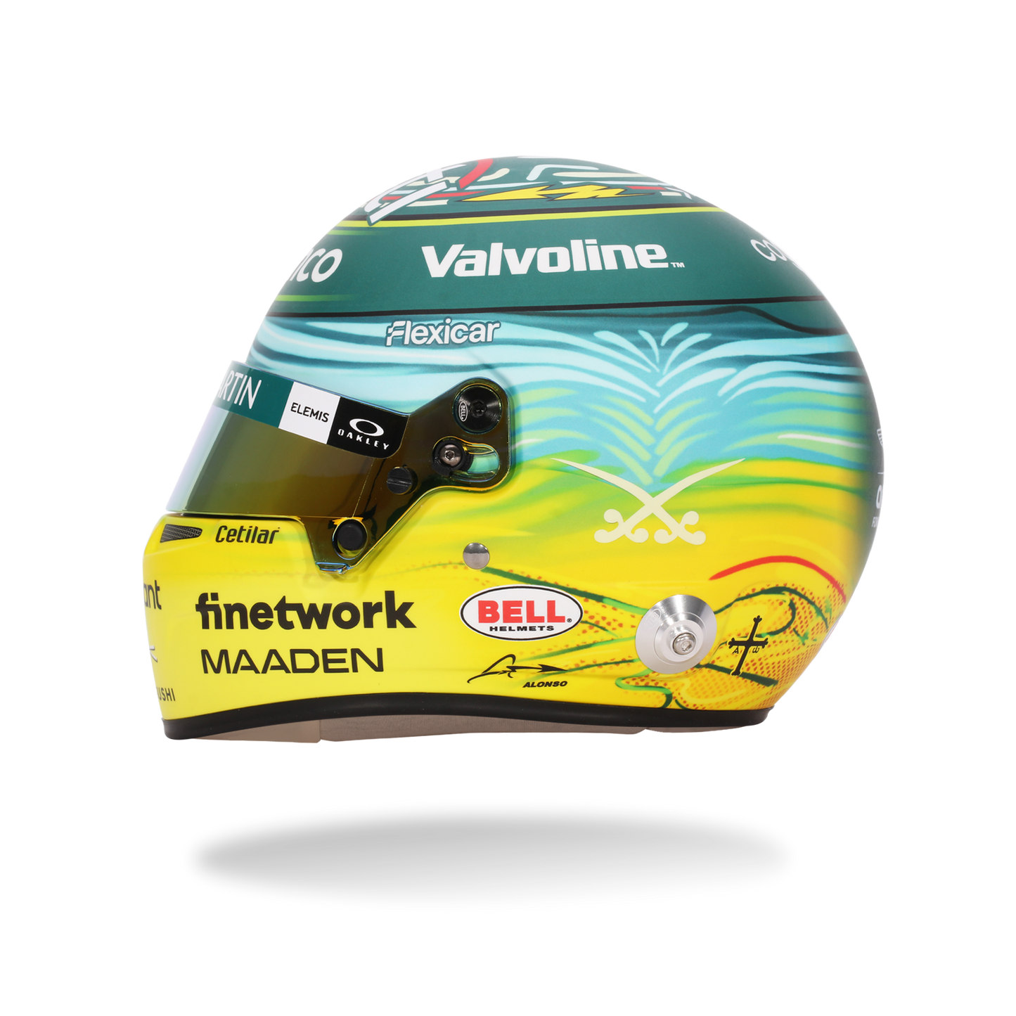 BELL Mini Helmet Casque 1:2 - Fernando Alonso - Aston Martin Aramco F1 Team - Saudi Arabia GP 2025