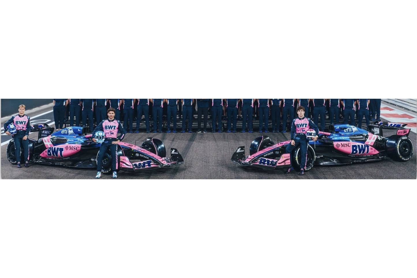 PRECOMMANDE - Spark 64S083 1:64 - BWT Alpine Formula One Team A525 Abu Dhabi GP 2025 Pierre Gasly & Franco Colapinto "Merci, Viry"