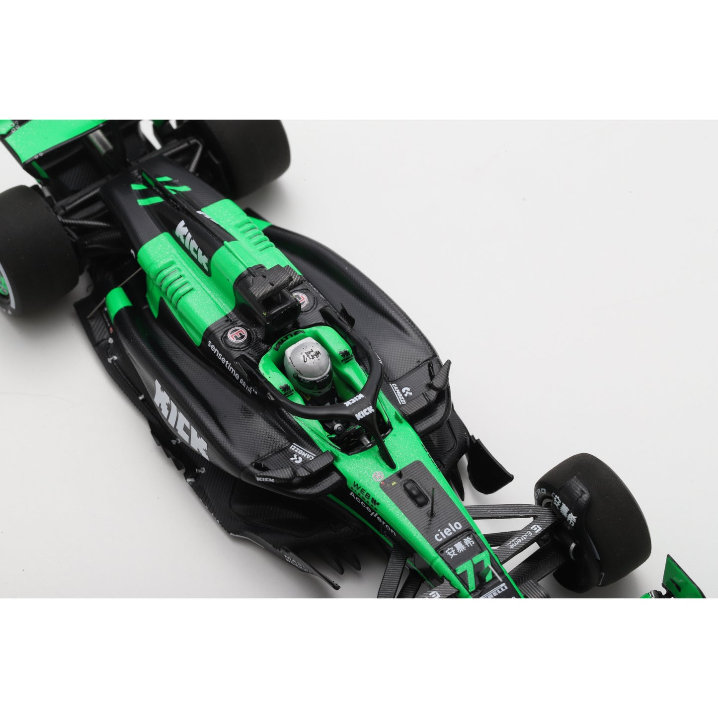 Spark S9549 1:43 - Stake F1 Team Kick Sauber C44 No.77 Stake F1 Team Kick Sauber Abu Dhabi GP 2024 Valtteri Bottas "Last Race"