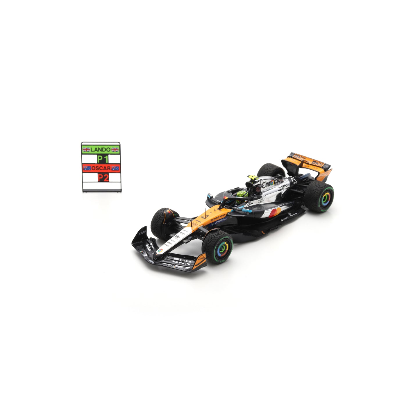 Spark S9596 1:43 - McLaren MCL39 No.4 McLaren Formula 1 Team Winner British GP 2025 Lando Norris - with pit board