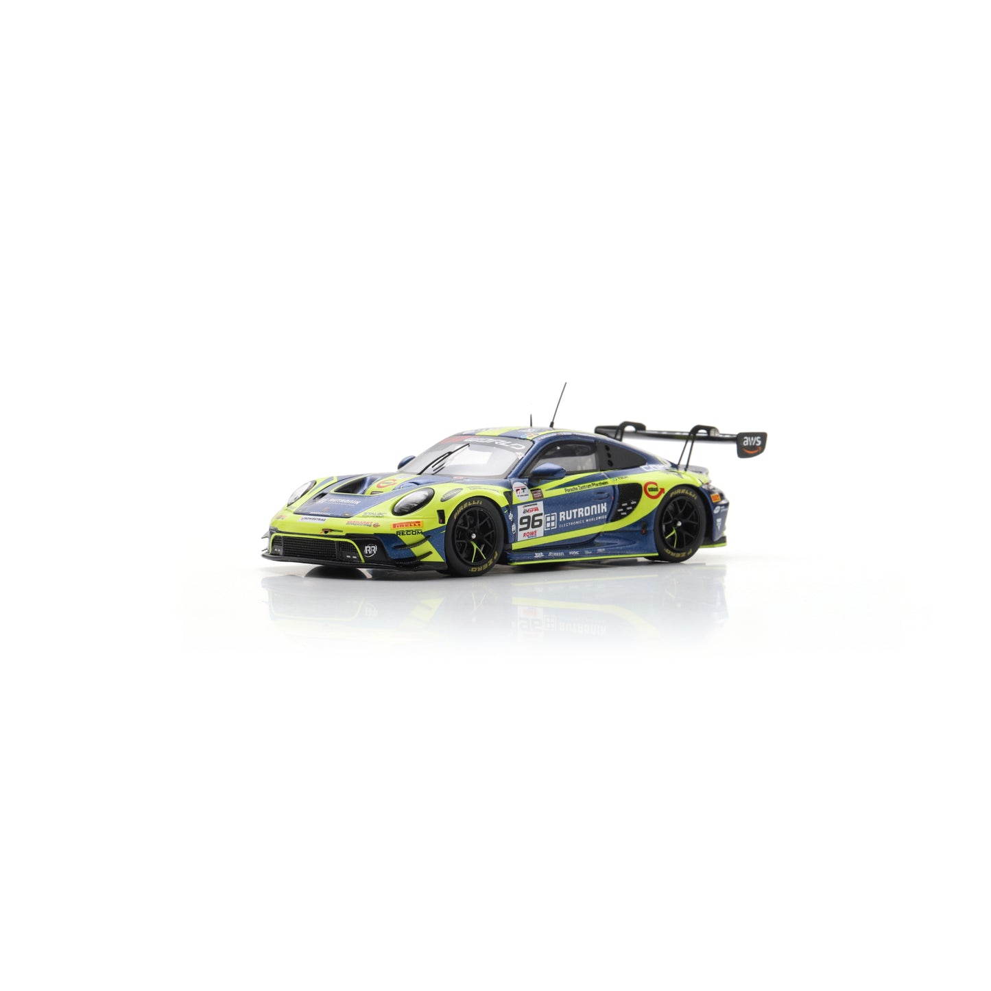 Spark SB850 1:43 - Porsche 911 GT3 R (992) No.96 Rutronik Racing 2nd 24H Spa 2025 S. Müller - P. Niederhauser - A. Picariello Limited (400 ex.)