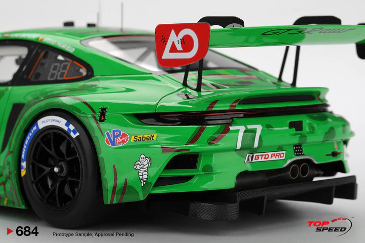 PRE-ORDER - Top Speed TS0684 1:18 - PORSCHE 911 GT3 R (992) N°77 AO Racing 2025 Class Winner IMSA 12H Sebring 2025 L. Heinrich - K. Bachler - A. Picariello