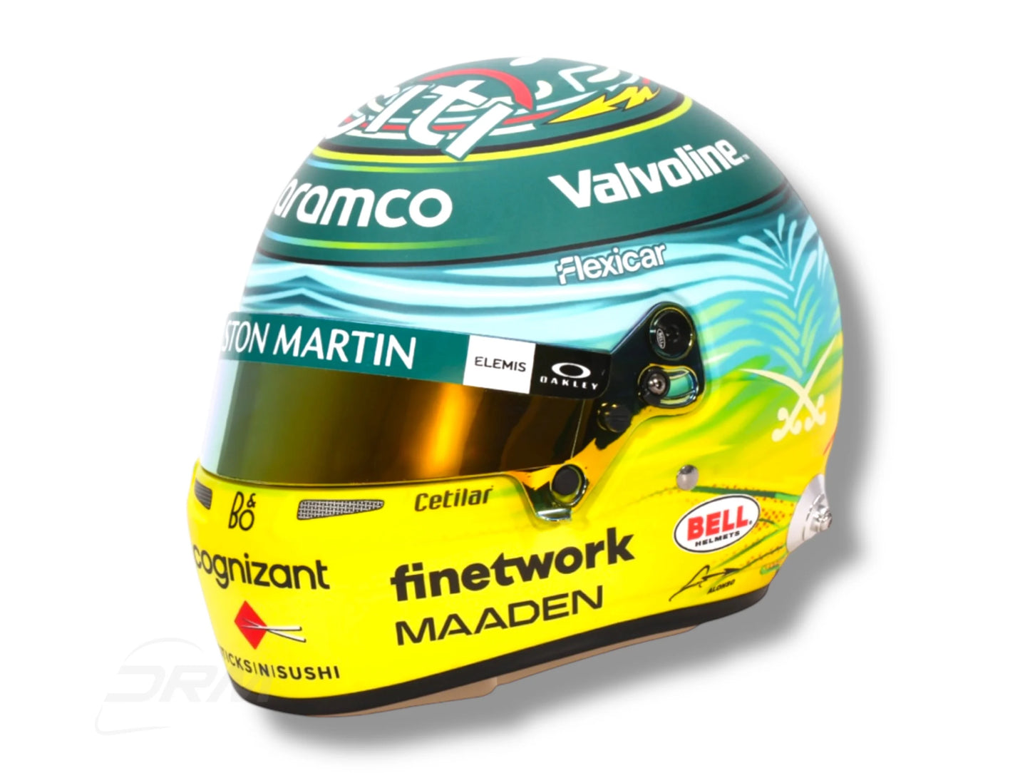 BELL Mini Helmet Casque 1:2 - Fernando Alonso - Aston Martin Aramco F1 Team - Saudi Arabia GP 2025
