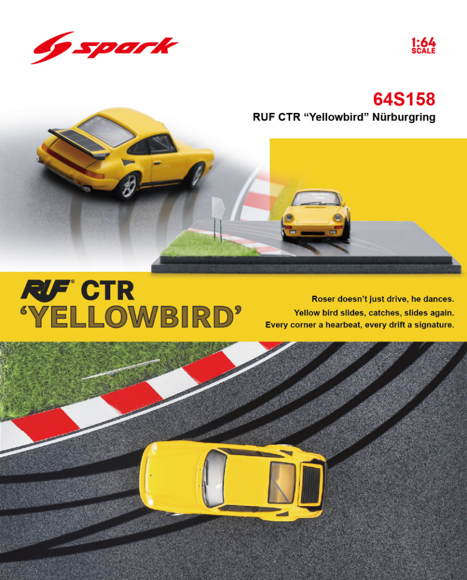 PRECOMMANDE - Spark 64S158 1:64 - RUF CTR Prototype NĂŒrburgring (with special base) - Limited (1987ex.)