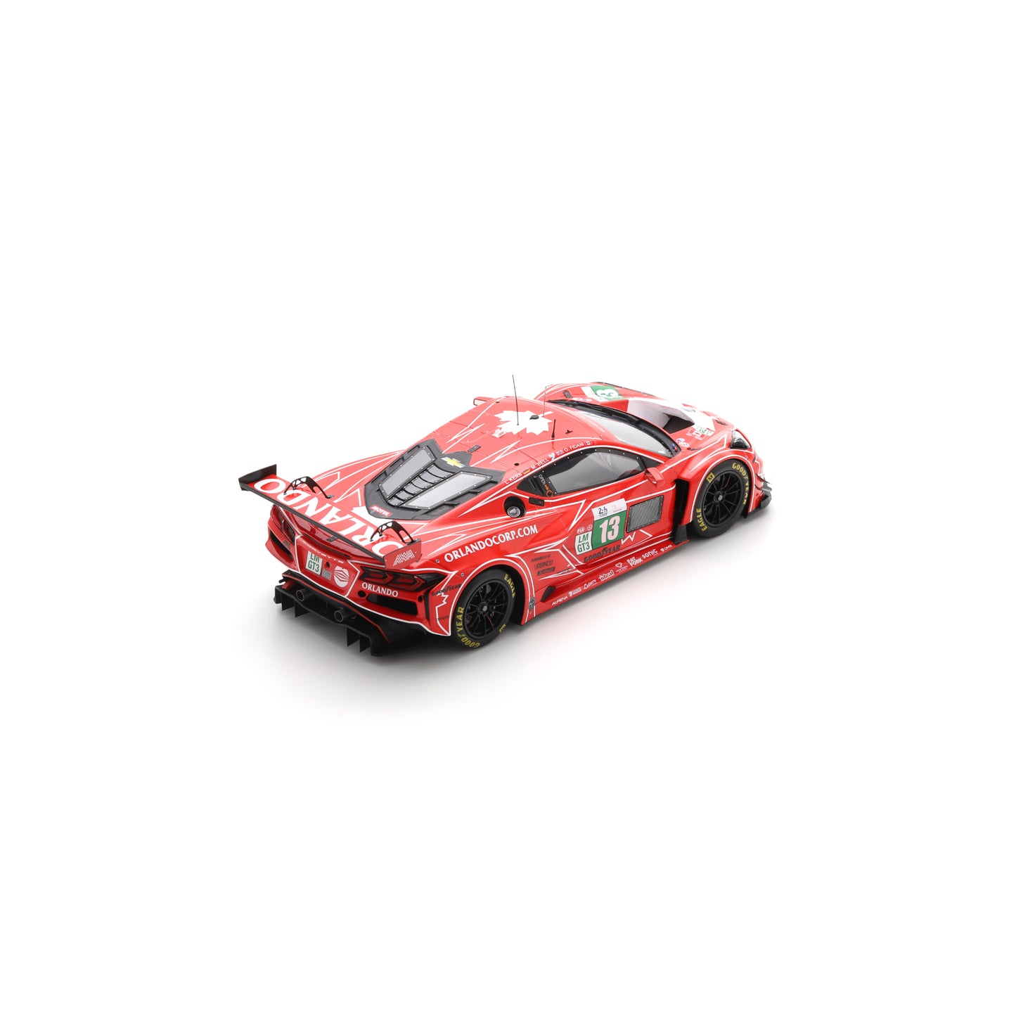Spark 18S1071 1:18 - Corvette Z06 LMGT3.R No.13 AWA RACING Le Mans 24H 2025 O. Fidani - L. Kern - M. Bell