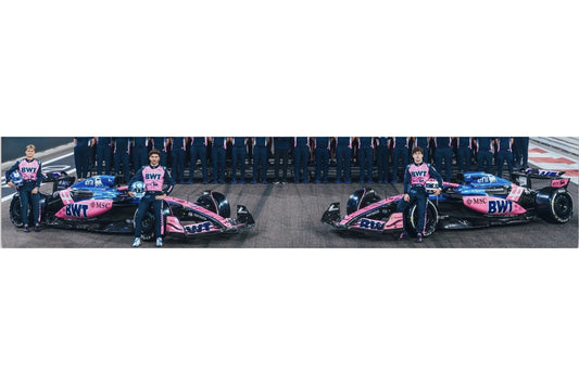 PRECOMMANDE - Spark 64S083 1:64 - BWT Alpine Formula One Team A525 Abu Dhabi GP 2025 Pierre Gasly & Franco Colapinto "Merci, Viry"