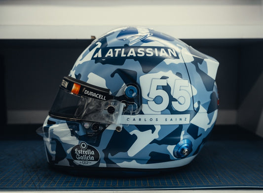PRECOMMANDE - Spark 5HF218 Casque 1:5 - Carlos Sainz - Williams Racing - British GP 2025