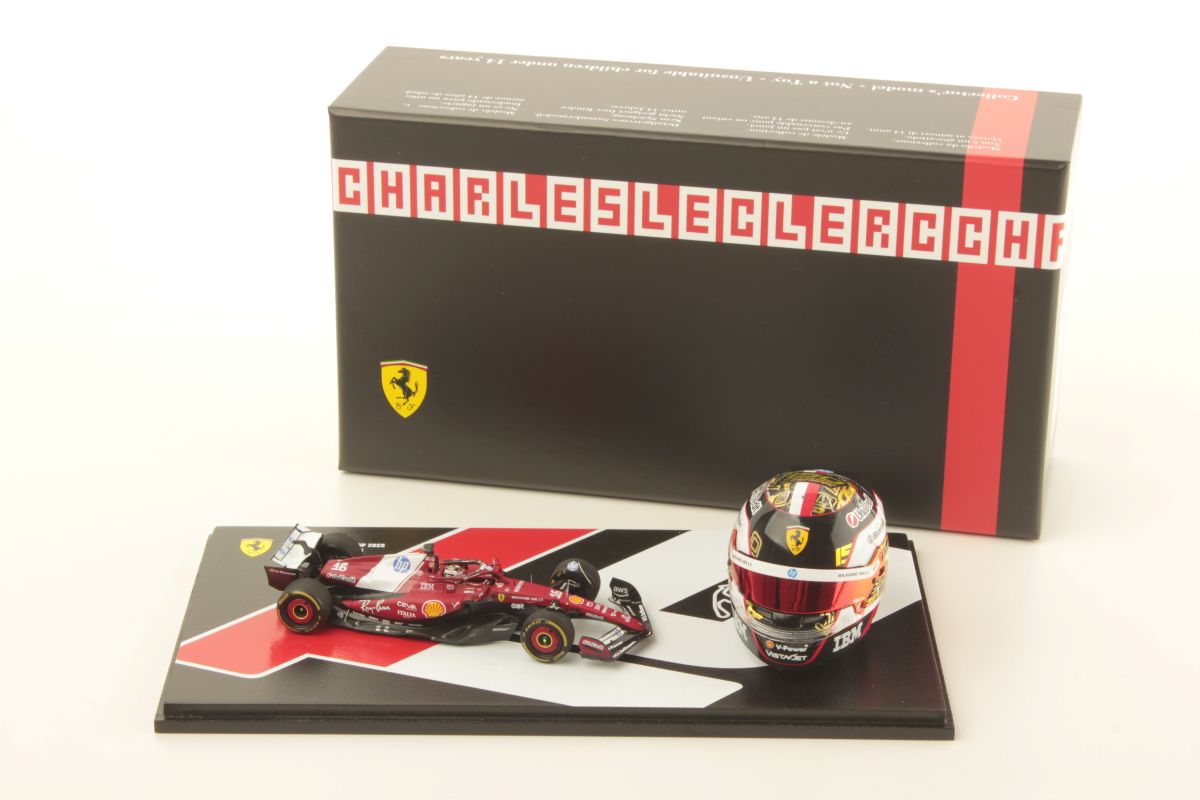 PRECOMMANDE - Looksmart LSSET02 1:43 + 1:5 - Abu Dhabi GP 2025 – Charles Leclerc - RACING SET WITH MODEL IN SCALE 1:43 AND HELMET IN SCALE 1:5