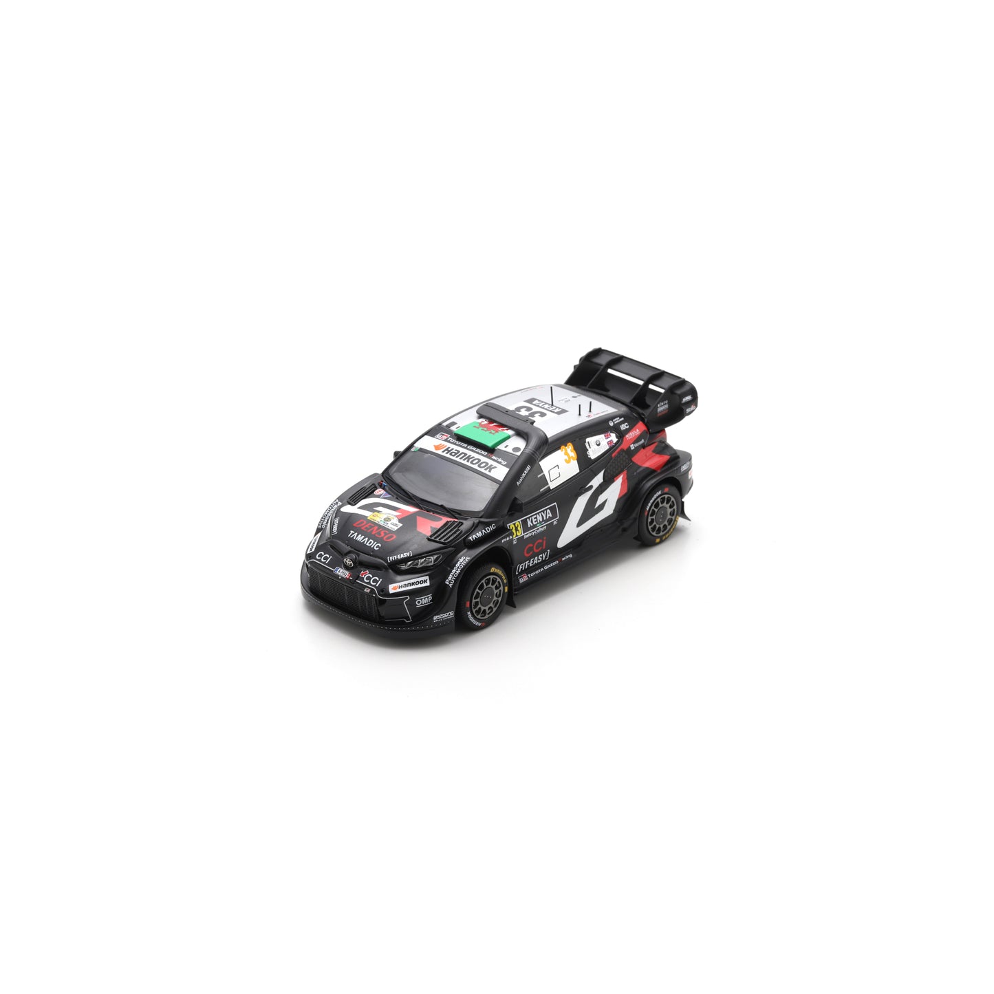 Spark S6902 1:43 - TOYOTA GR Yaris Rally1 N°33 TOYOTA GAZOO RACING WRT - 100ème TGR WRC Events Winner Rallye Safari 2025 - E. Evans – S. Martin