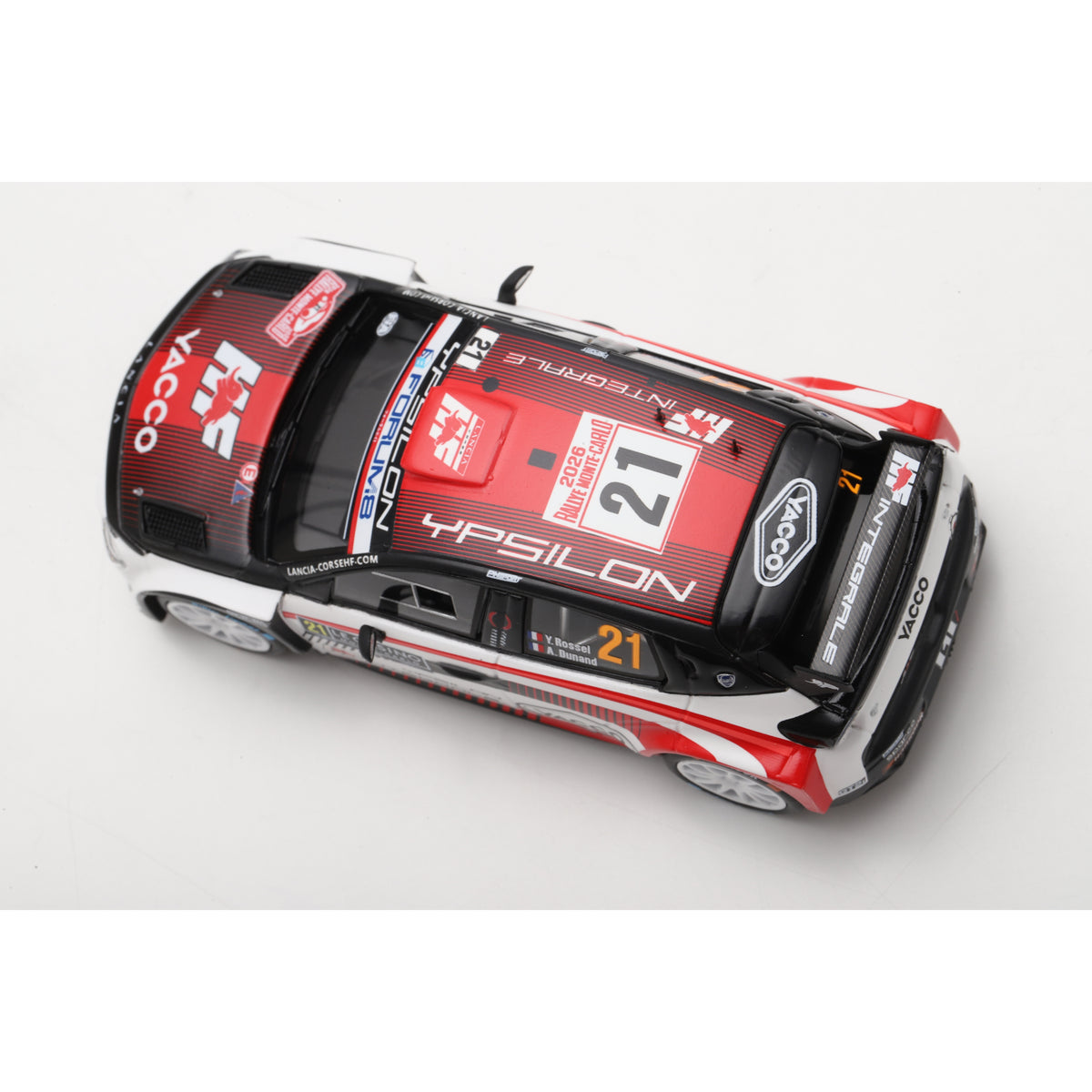 Spark S6923 1:43 - LANCIA Ypsilon HF N°21 LANCIA CORSE HF Rallye Monte Carlo 2026 Y. Rossel - A. Dunand
