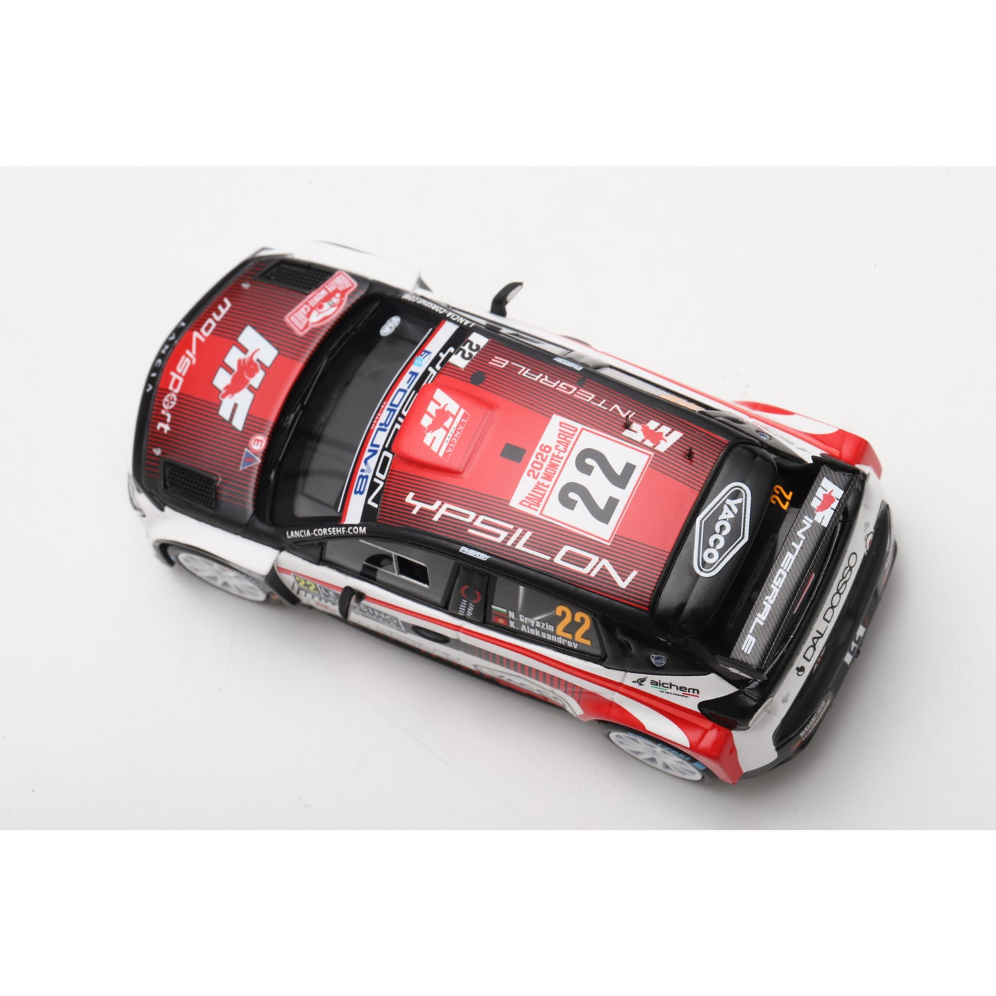Spark S6924 1:43 - LANCIA Ypsilon HF N°22 LANCIA CORSE HF Rallye Monte Carlo 2026 N. Gryazin - K. Aleksandrov