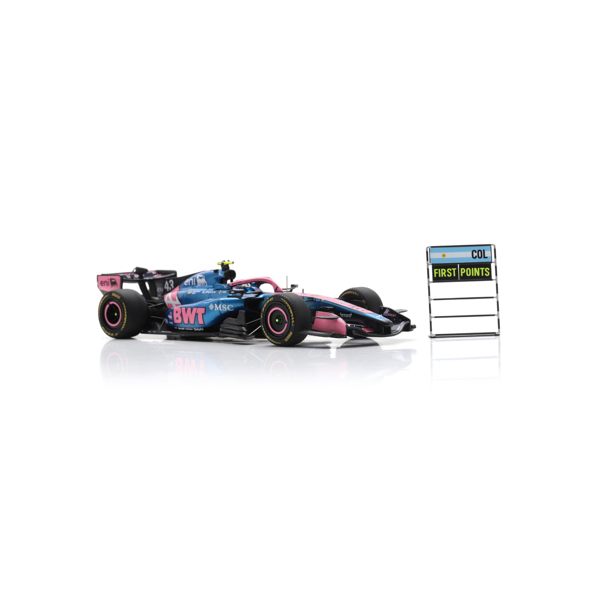 Spark S9367 1:43 - BWT Alpine Formula One Team A526 No.43 10th Chinese GP 2026 Franco Colapinto With pit board