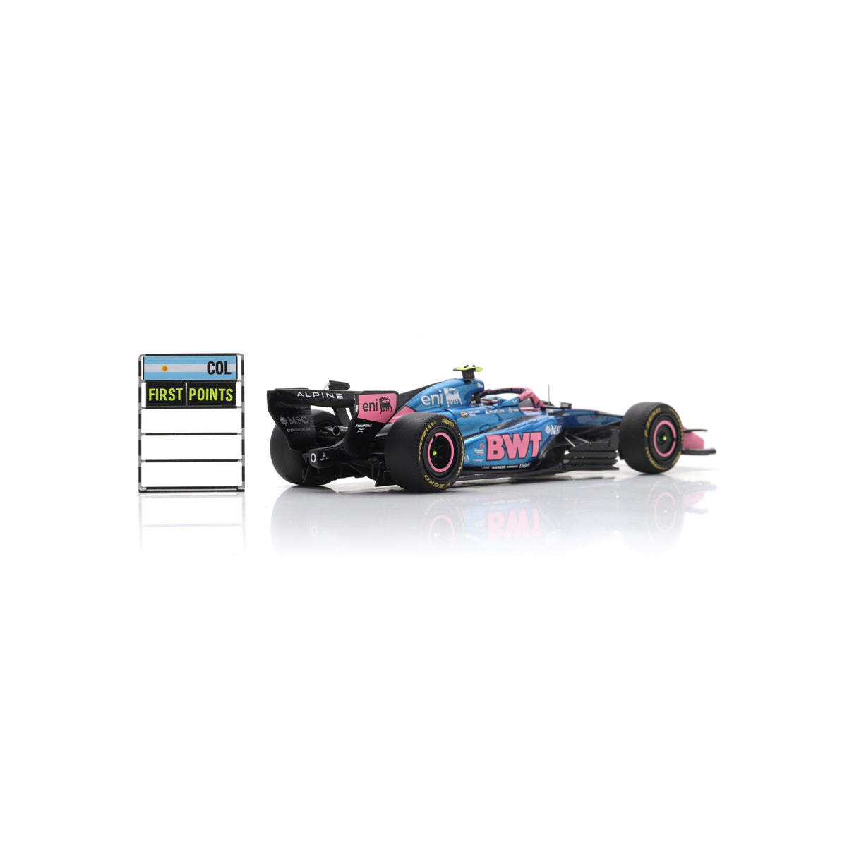 Spark S9367 1:43 - BWT Alpine Formula One Team A526 No.43 10th Chinese GP 2026 Franco Colapinto With pit board