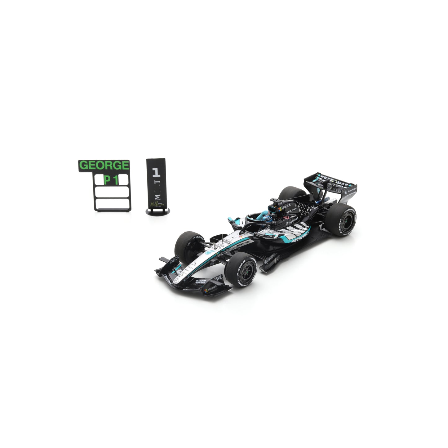 Spark S9380 1:43 - Mercedes-AMG PETRONAS Formula One Team W17 No.63 Winner Australian GP 2026 George Russell With pit board