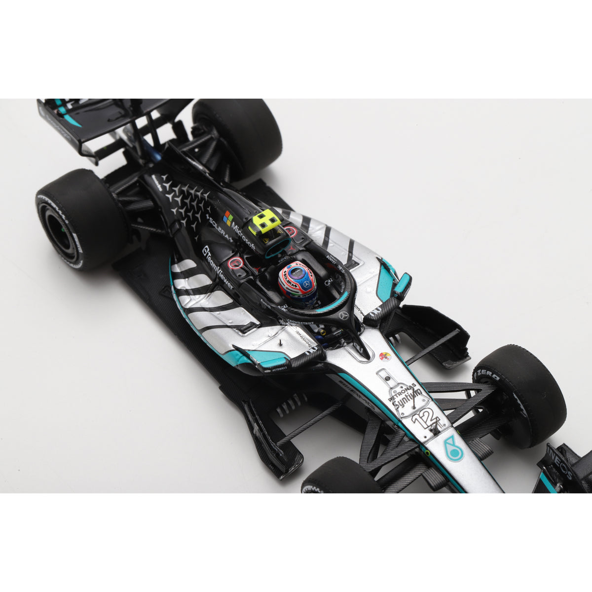 Spark S9381 1:43 - Mercedes-AMG PETRONAS Formula One Team W17 No.12 Winner Chinese GP 2026 Kimi Antonelli Bigger base plate & pit board