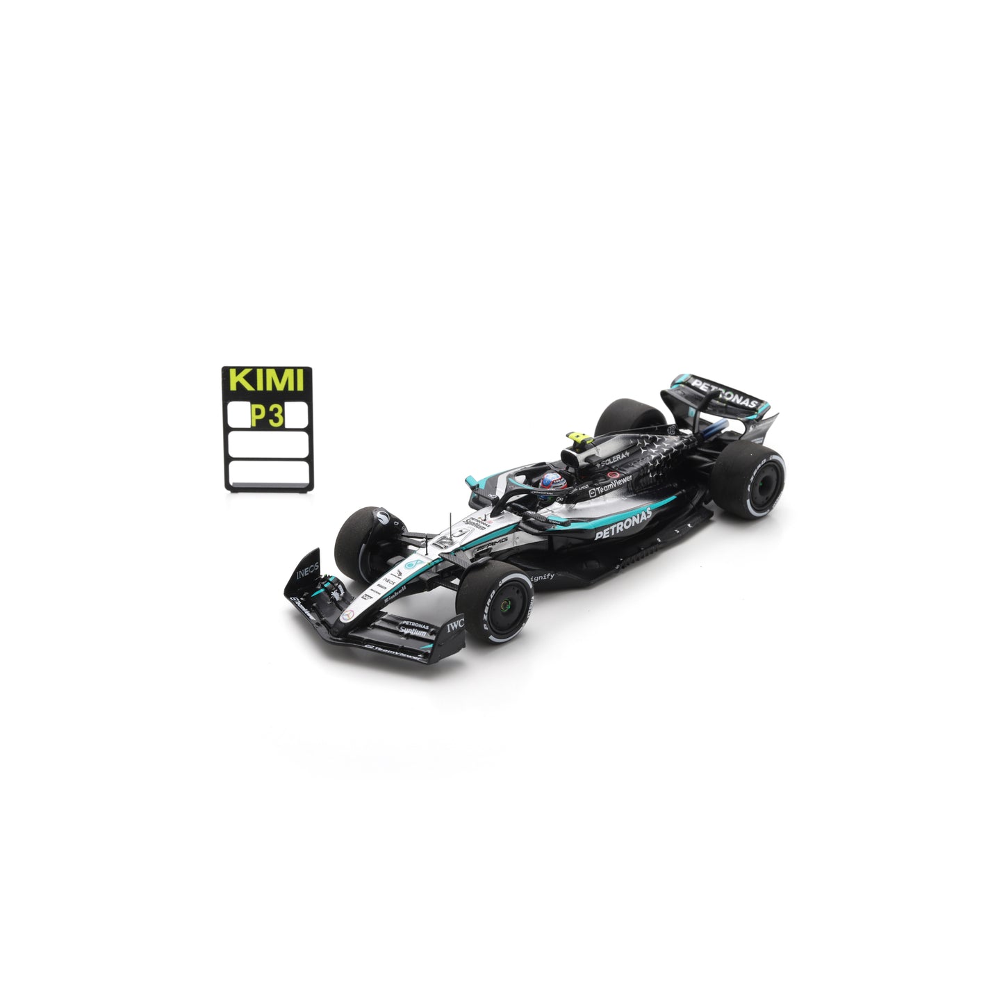 Spark S9617 1:43 - Mercedes W16 No.12 Mercedes-AMG PETRONAS Formula One Team 3rd Canadian GP 2025 Kimi Antonelli - with pit board
