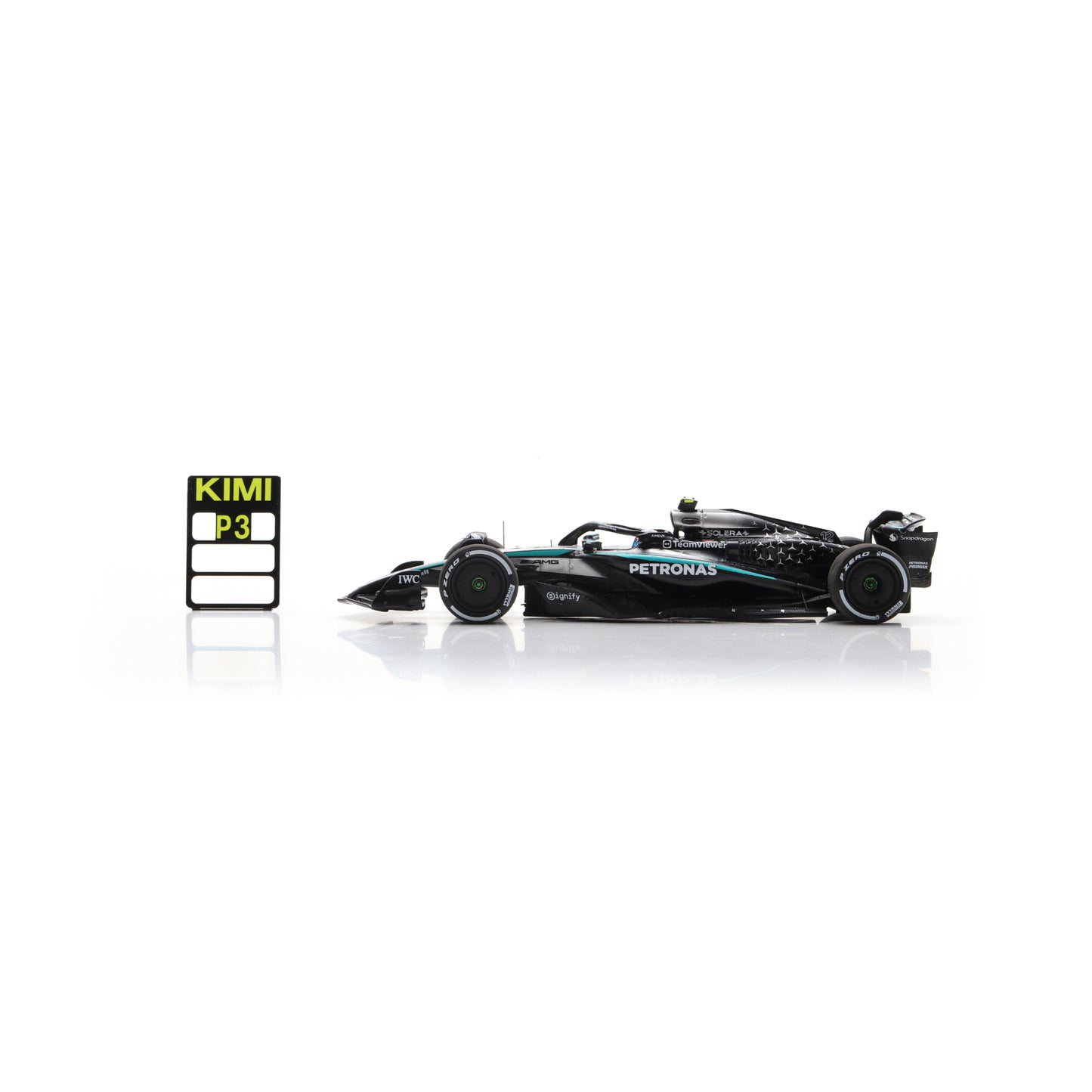 Spark S9617 1:43 - Mercedes W16 No.12 Mercedes-AMG PETRONAS Formula One Team 3rd Canadian GP 2025 Kimi Antonelli - with pit board
