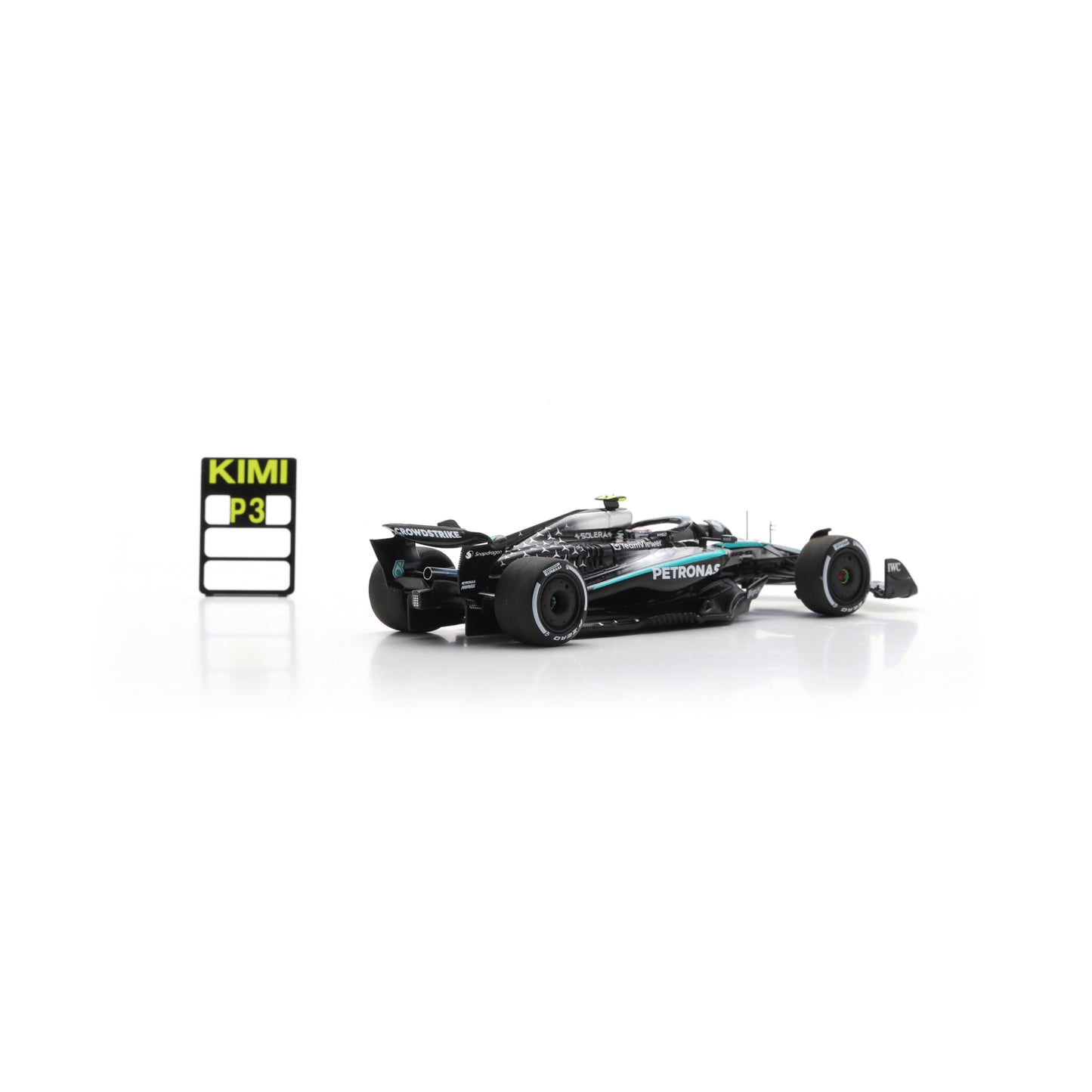 Spark S9617 1:43 - Mercedes W16 No.12 Mercedes-AMG PETRONAS Formula One Team 3rd Canadian GP 2025 Kimi Antonelli - with pit board