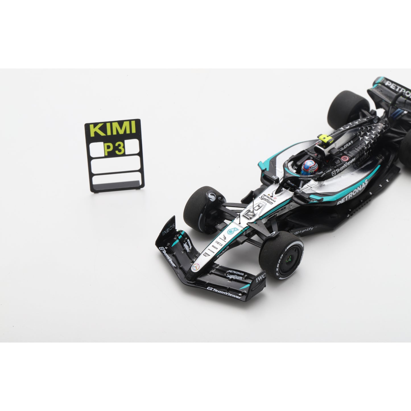 Spark S9617 1:43 - Mercedes W16 No.12 Mercedes-AMG PETRONAS Formula One Team 3rd Canadian GP 2025 Kimi Antonelli - with pit board