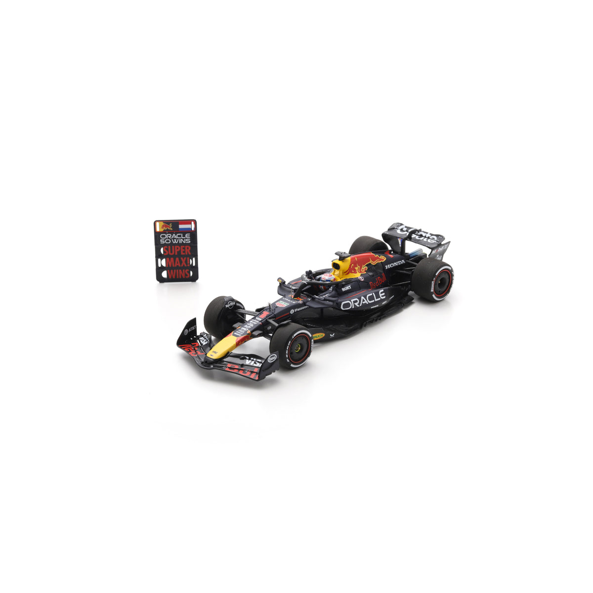 Spark S9636 1:43 - RED BULL Racing RB21 No. 1 Oracle Red Bull Racing Winner Italy GP 2025 Max Verstappen - Oracle 50 Wins (with pit board)