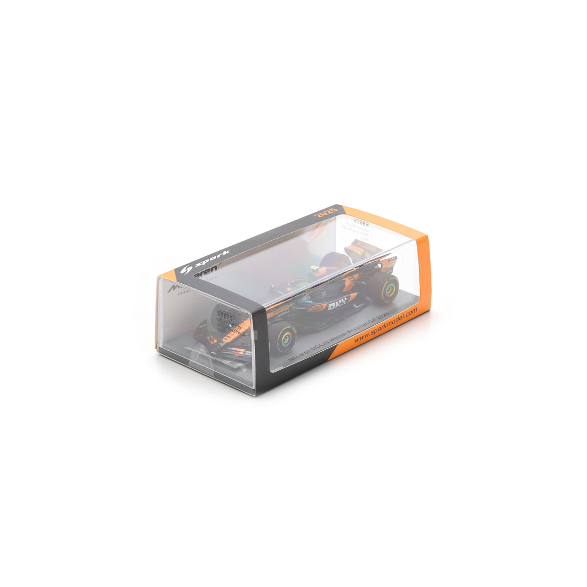 Spark S9675 1:43 - MCLAREN MCL39 N°4 McLaren Formula 1 Team Winner Brazilian GP 2025 Lando Norris with position board