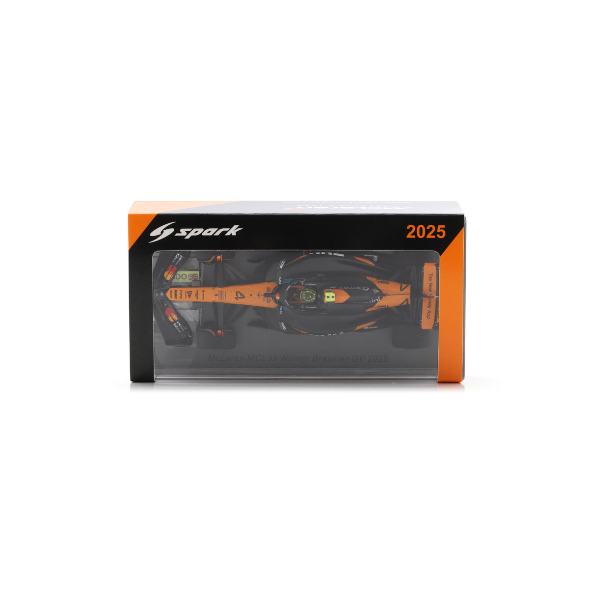 Spark S9675 1:43 - MCLAREN MCL39 N°4 McLaren Formula 1 Team Winner Brazilian GP 2025 Lando Norris with position board