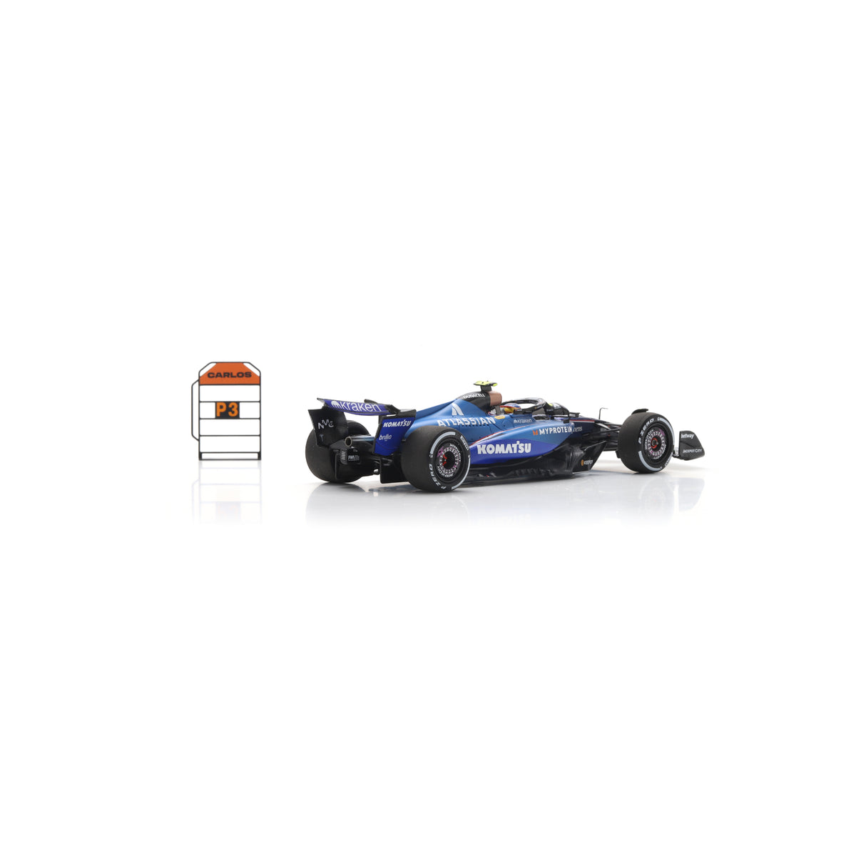 Spark S9683 1:43 - Atlassian Williams FW47 No.55 3rd Qatar GP 2025 Carlos Sainz (with pit board)