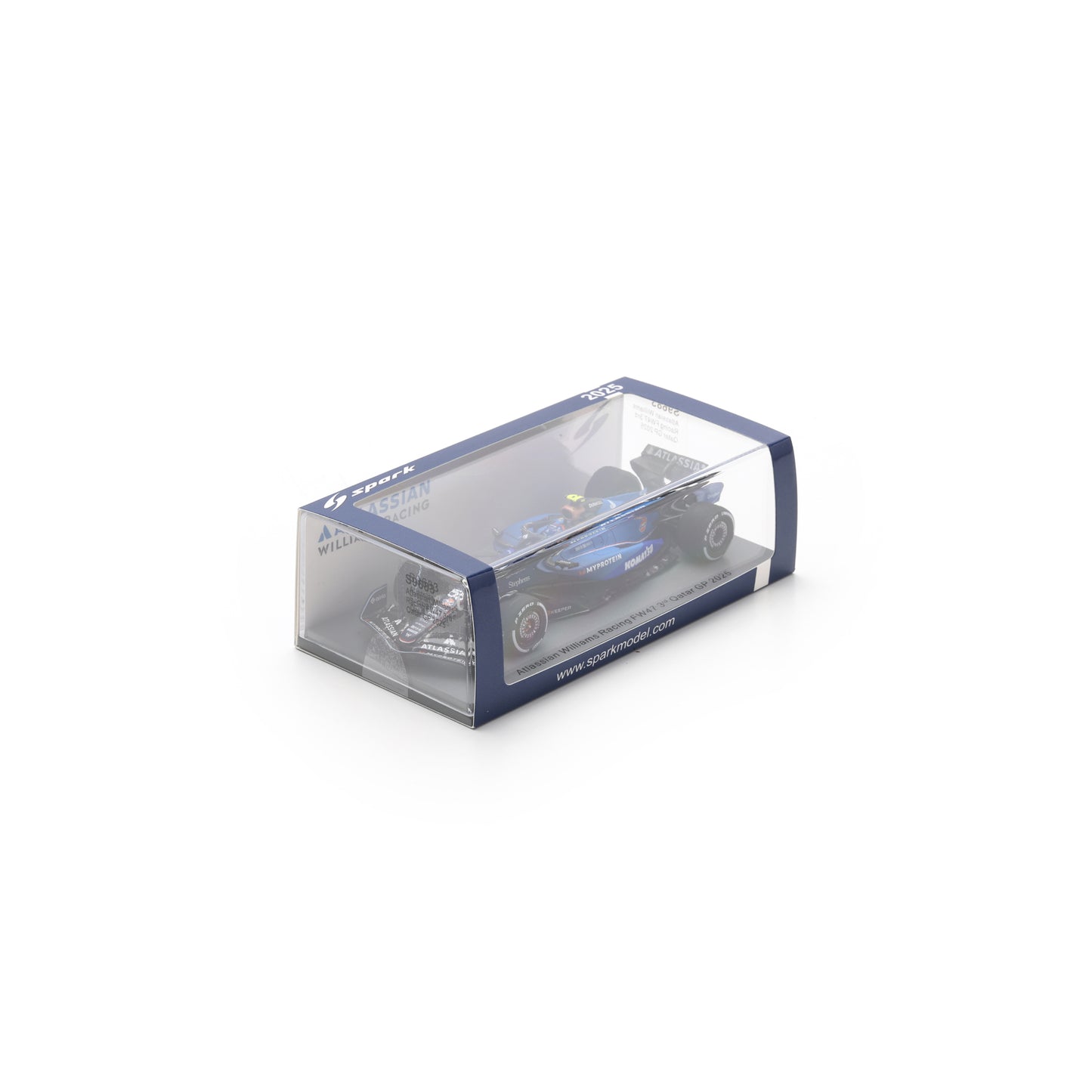 Spark S9683 1:43 - Atlassian Williams FW47 No.55 3rd Qatar GP 2025 Carlos Sainz (with pit board)