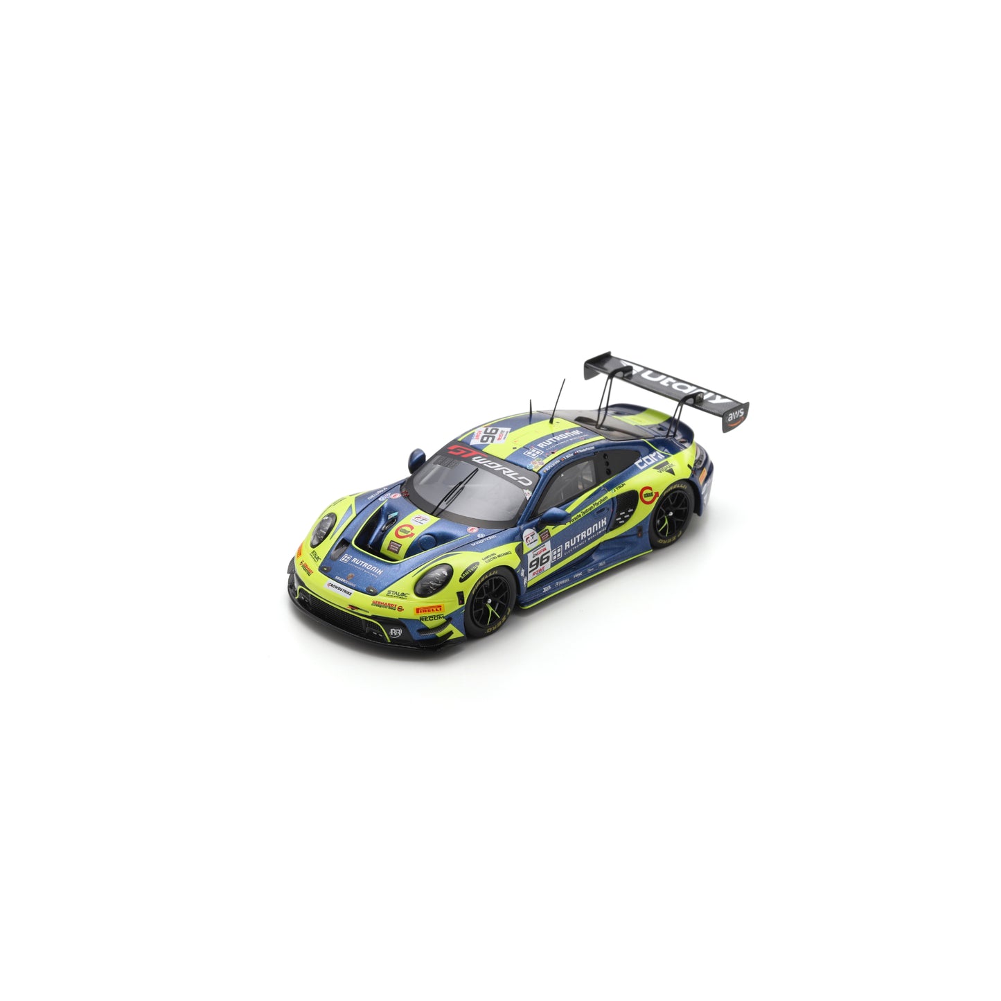 Spark SB850 1:43 - Porsche 911 GT3 R (992) No.96 Rutronik Racing 2nd 24H Spa 2025 S. Müller - P. Niederhauser - A. Picariello Limited (400ex.)