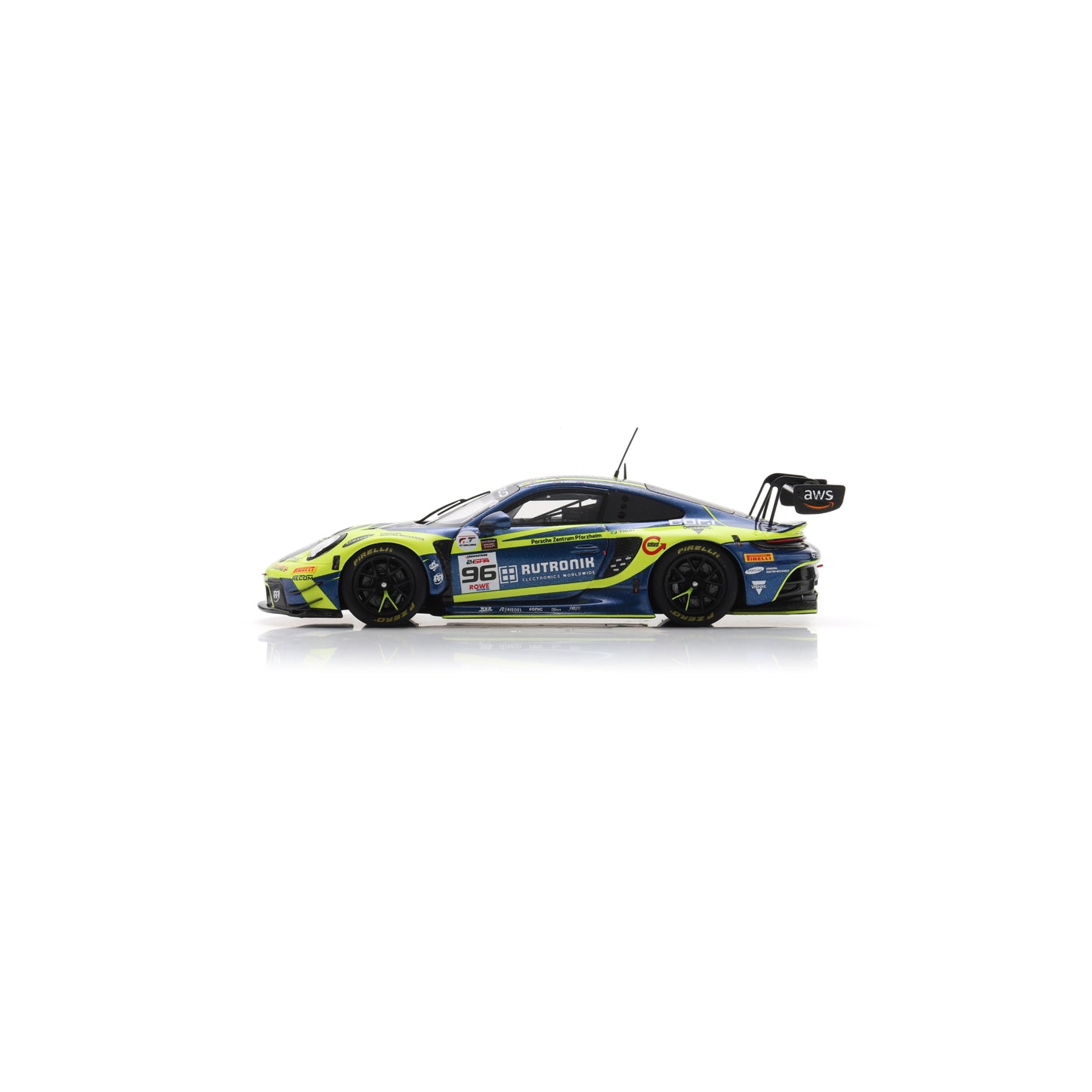 Spark SB850 1:43 - Porsche 911 GT3 R (992) No.96 Rutronik Racing 2nd 24H Spa 2025 S. Müller - P. Niederhauser - A. Picariello Limited (400ex.)