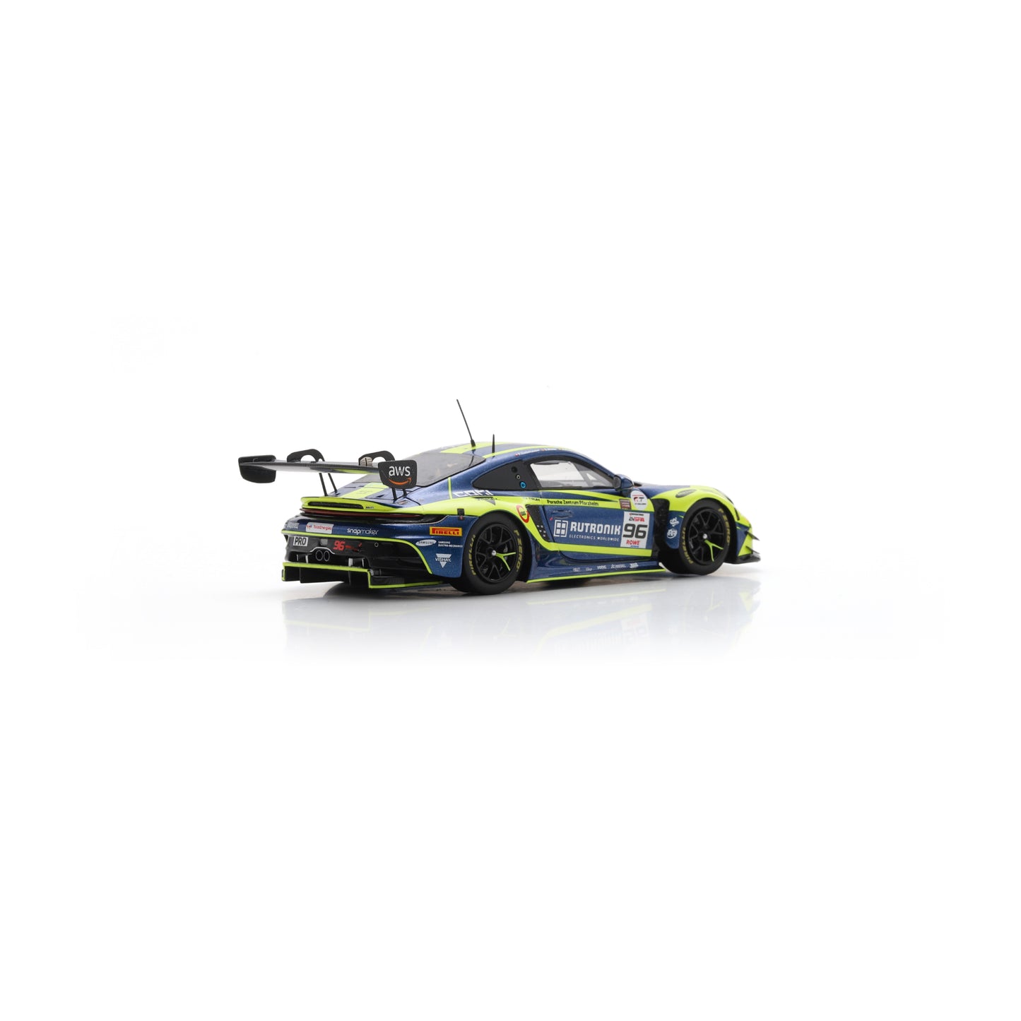 Spark SB850 1:43 - Porsche 911 GT3 R (992) No.96 Rutronik Racing 2nd 24H Spa 2025 S. Müller - P. Niederhauser - A. Picariello Limited (400ex.)