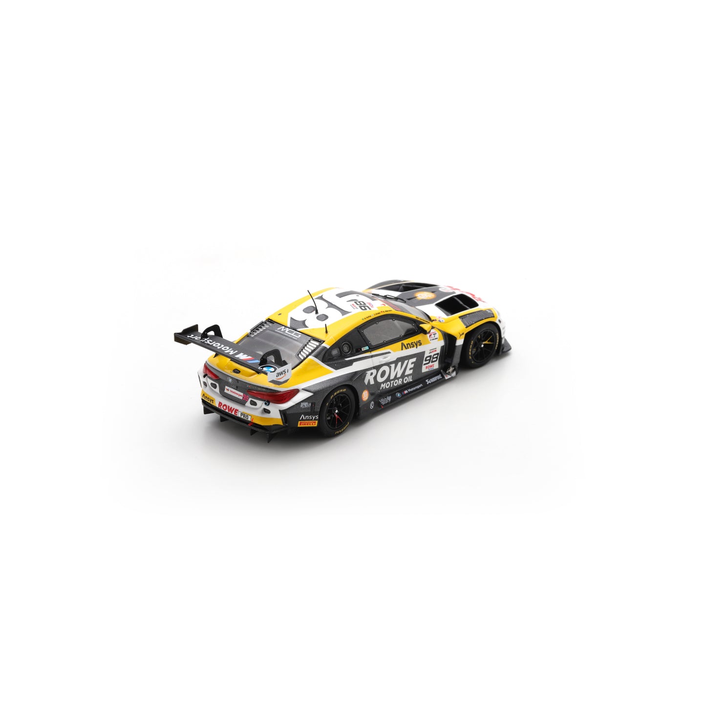 Spark SB851 1:43 - BMW M4 GT3 EVO No.98 Rowe Racing 5th 24H Spa 2025 A. Farfus - J. Krohn - R. Marciello Limited (300ex.)