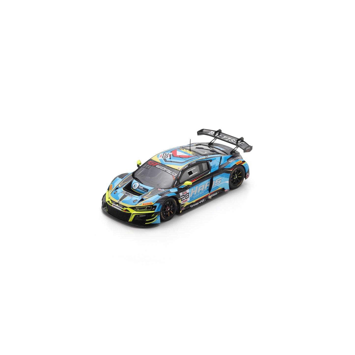 Spark SB862 1:43 - Audi R8 LMS GT3 EVO II No.28 Haas RT 24H Spa 2025 X. Knauf - S. Balcaen - G. Servais - S. Palette Limited (300ex.)