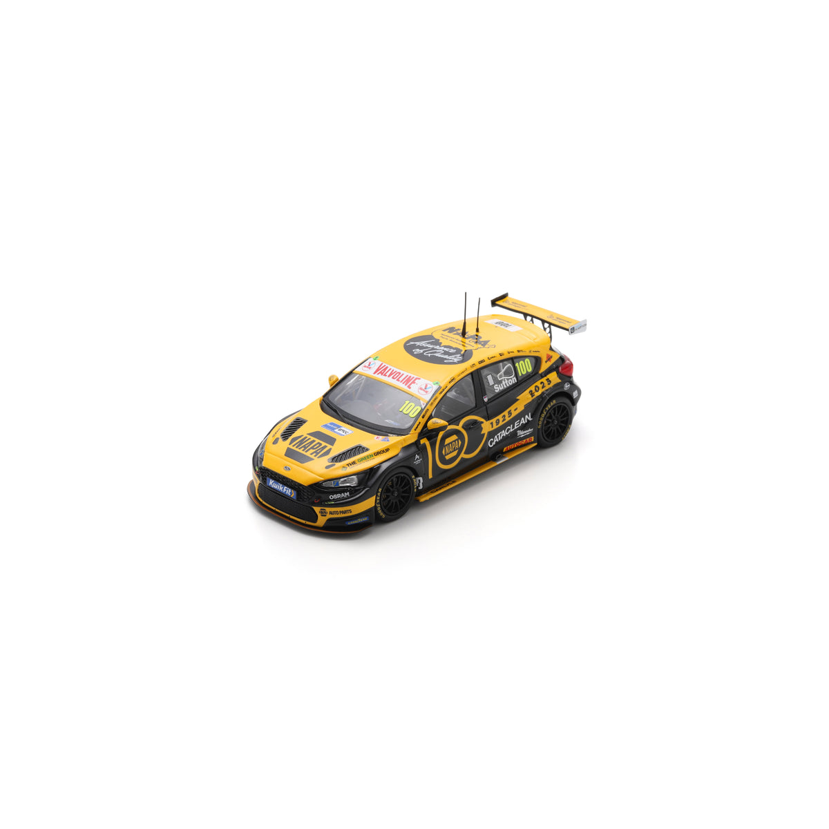 Spark UK041 1:43 - NAPA Racing UK No.100 Ford Focus BTCC - Brands Hatch Indy 2025 - 100 Years of NAPA Ashley Sutton Limited (500ex.)
