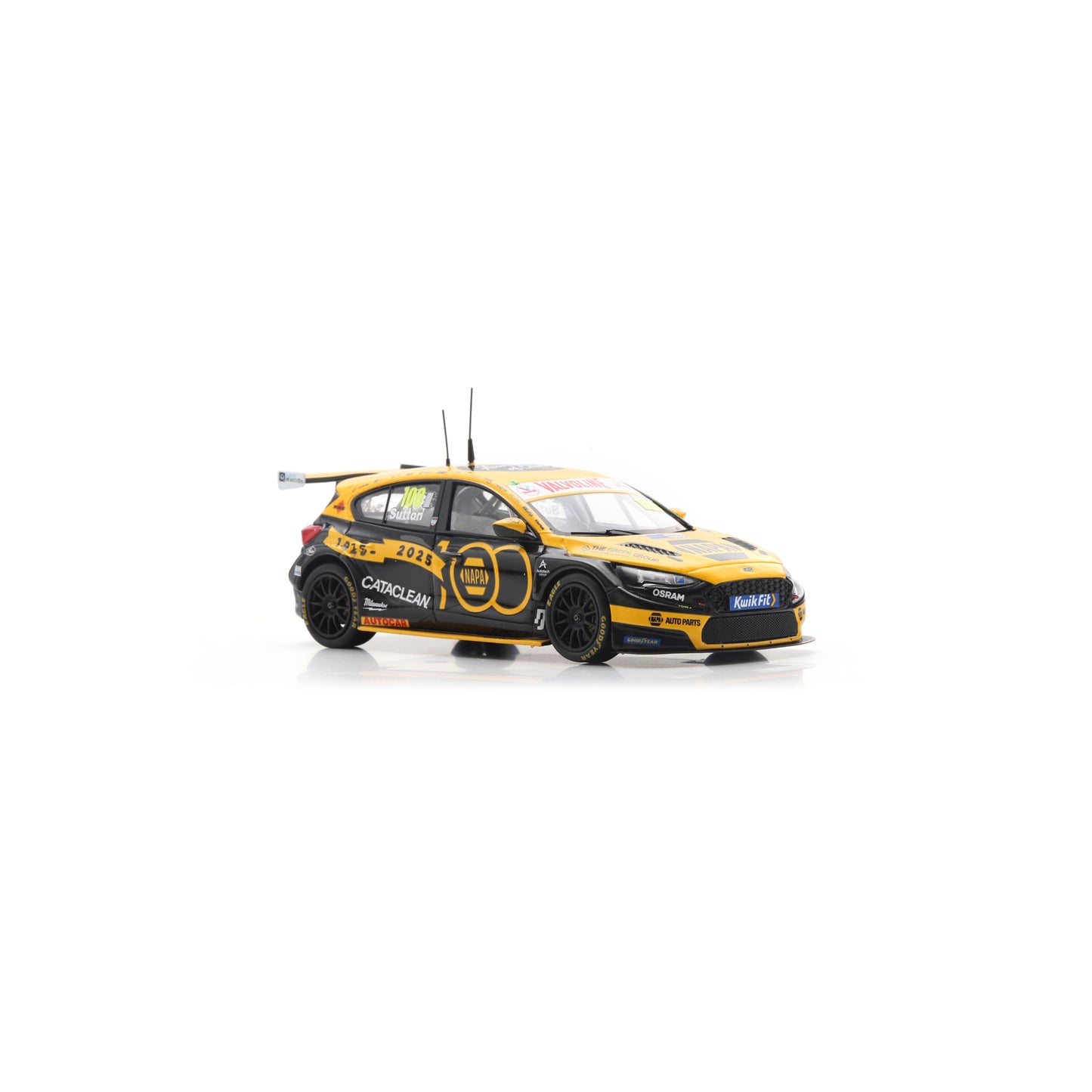 Spark UK041 1:43 - NAPA Racing UK No.100 Ford Focus BTCC - Brands Hatch Indy 2025 - 100 Years of NAPA Ashley Sutton Limited (500ex.)