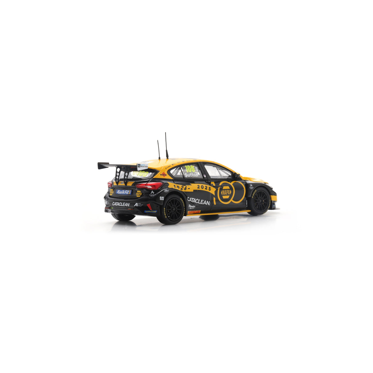 Spark UK041 1:43 - NAPA Racing UK No.100 Ford Focus BTCC - Brands Hatch Indy 2025 - 100 Years of NAPA Ashley Sutton Limited (500ex.)