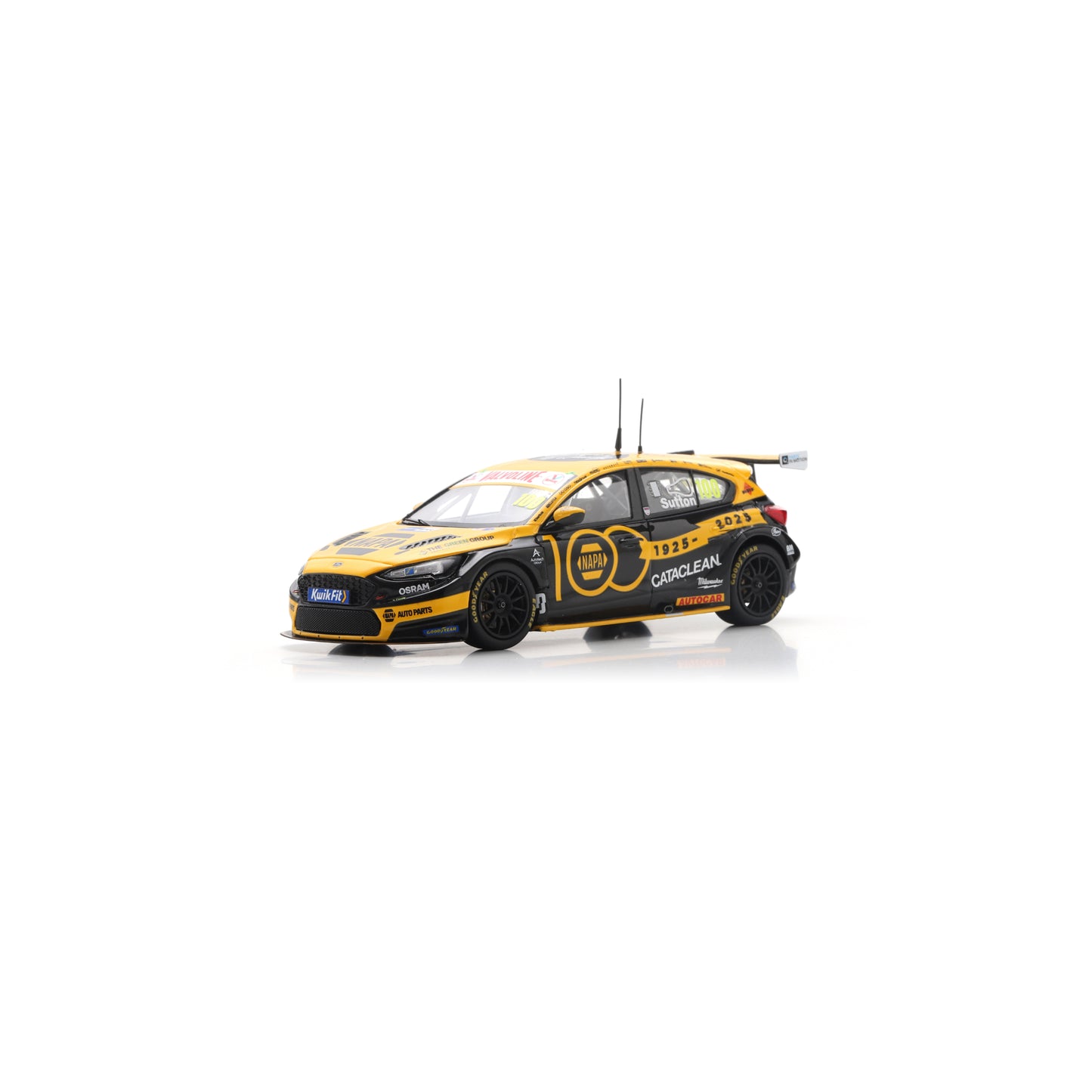 Spark UK041 1:43 - NAPA Racing UK No.100 Ford Focus BTCC - Brands Hatch Indy 2025 - 100 Years of NAPA Ashley Sutton Limited (500ex.)