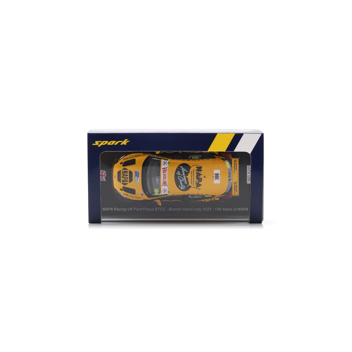 Spark UK041 1:43 - NAPA Racing UK No.100 Ford Focus BTCC - Brands Hatch Indy 2025 - 100 Years of NAPA Ashley Sutton Limited (500ex.)