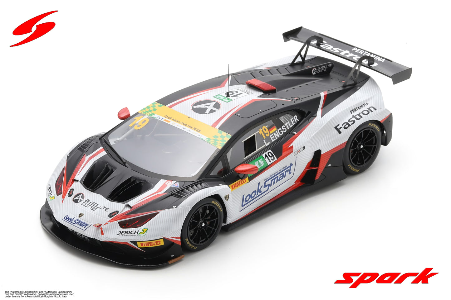 PRECOMMANDE - Spark 18SA040 1:18 - Lamborghini Huracán GT3 Evo 2 No.19 Absolute Corse Macau GT Cup - FIA GT World Cup 2025 Luca ENGSTLER Limited (300ex.)