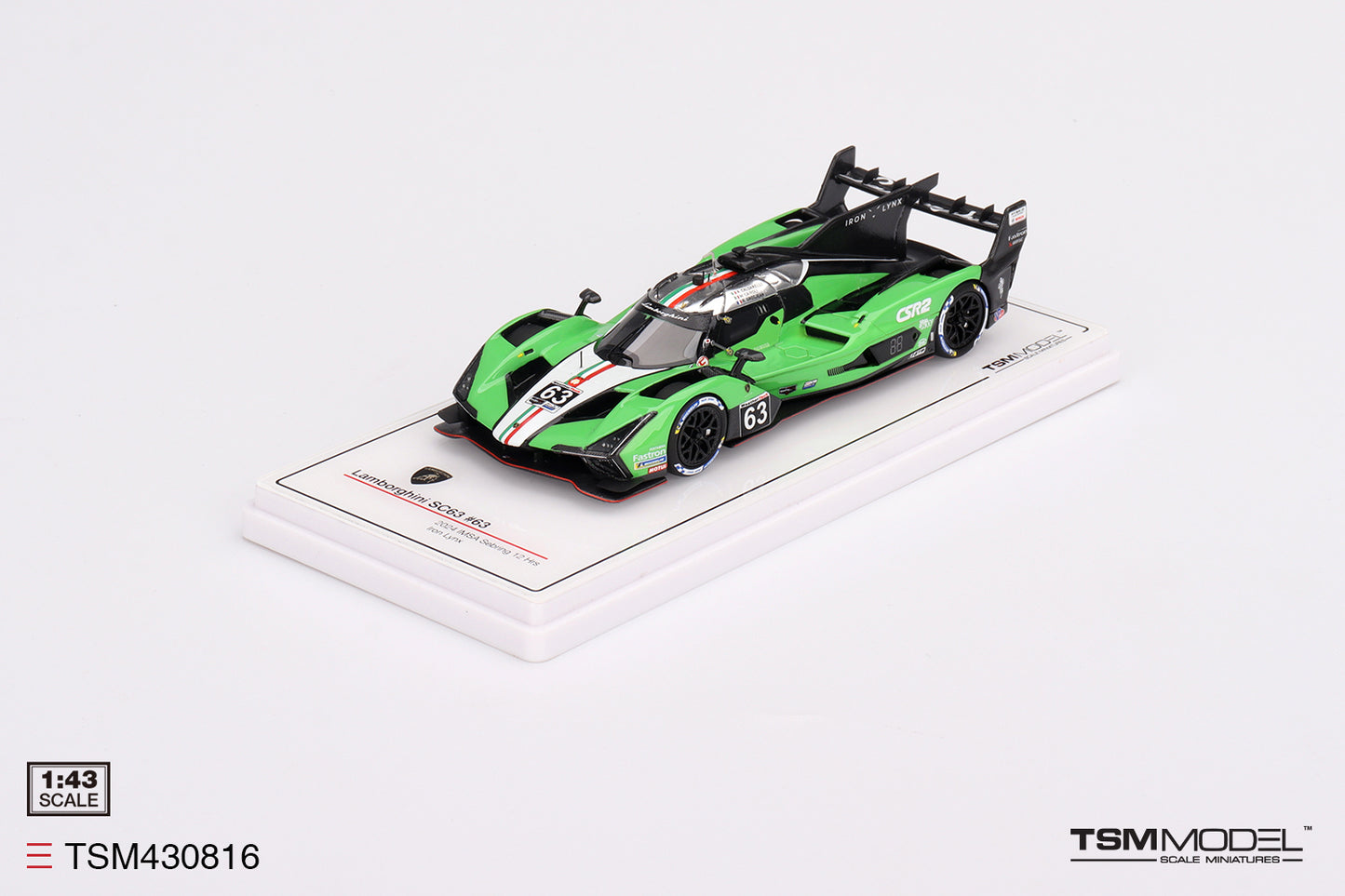TSM Model TSM430816 1:43 - LAMBORGHINI SC63 N°63 Iron Lynx Sebring 12H 2024 M. Cairoli - A. Caldarelli - R. Grosjean