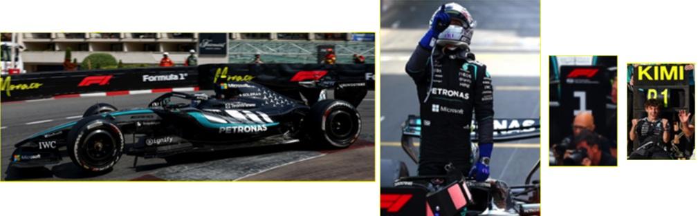 PRECOMMANDE - Spark S9340 1:43 - MERCEDES-AMG W17 N°12 Mercedes AMG Petronas F1 Team Winner Monaco GP 2026 Kimi Antonelli - with driver, number board and pit board