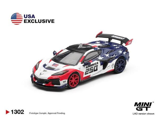 PRECOMMANDE - Mini GT MGT01302-BL 1:64 - CHEVROLET Corvette ZR1 America 250 USA Exclusive (Blister Pack) 2026