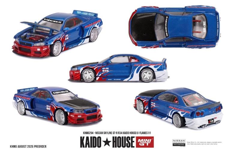 PRECOMMANDE - Kaido House KHMG294 1:64 - NISSAN Skyline GT-R (R34) Kaido House Flames V1 1999