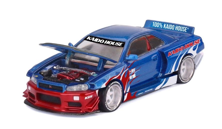 PRECOMMANDE - Kaido House KHMG294 1:64 - NISSAN Skyline GT-R (R34) Kaido House Flames V1 1999